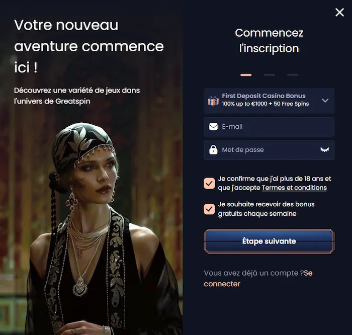 GreatSpin Casino Connexion